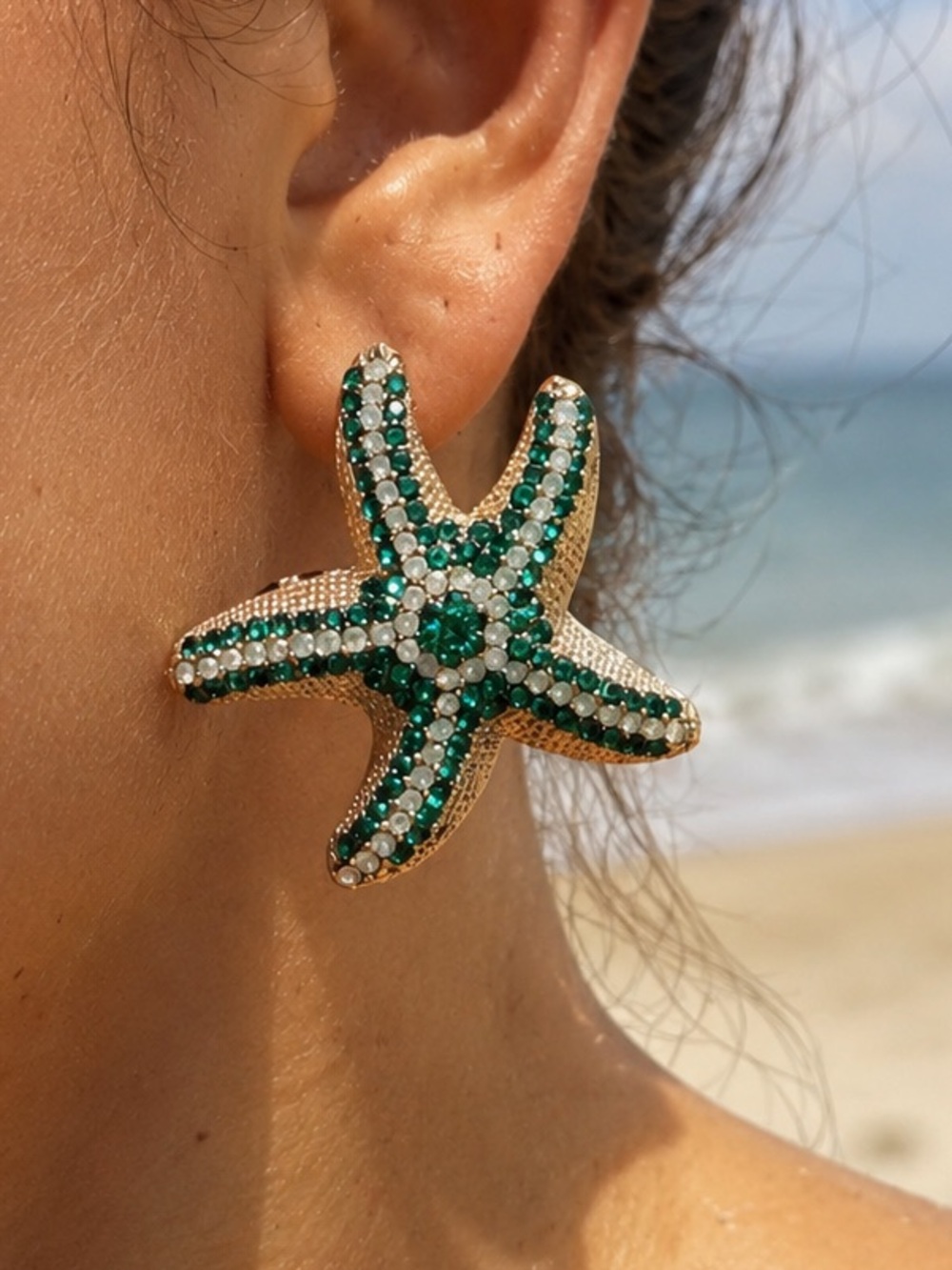 Starfish Crystal Earrings - Women Summer Beach Jewelry